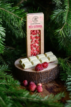 Фото Белый шоколад с клубникой и мятой, 20 гр
